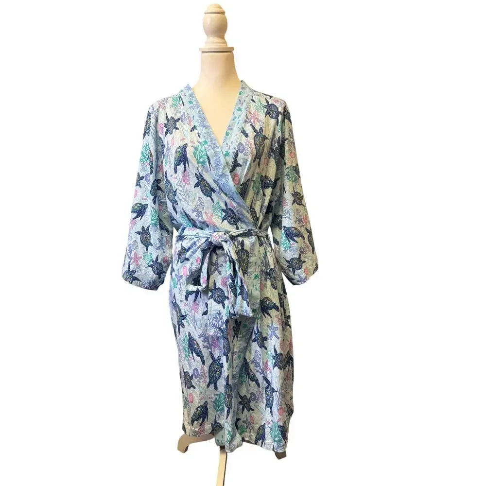 Vera  bradley nwt Turtle Dream knit cotton spandex blend robe Sm/ med